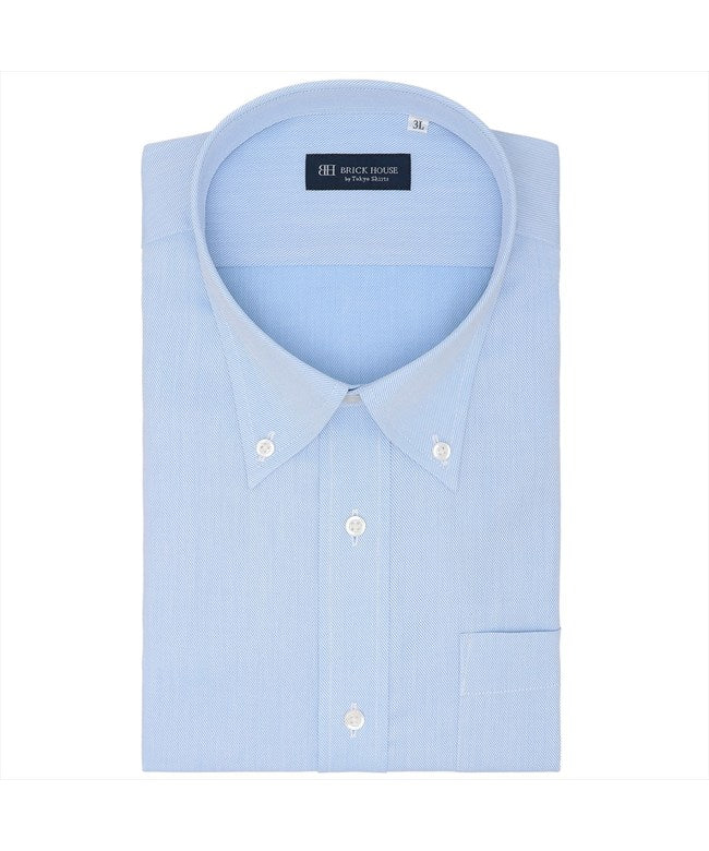 トーキョーシャツ TOKYO SHIRTS 【吸水速乾・大きいサイズ】 ボタンダウン 半袖 形態安定 ワイシャツ （サックス） サックス