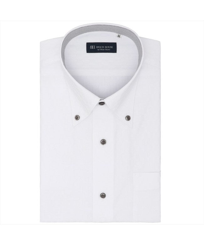 トーキョーシャツ TOKYO SHIRTS 【吸水速乾】 ボタンダウン 半袖 形態安定 ワイシャツ （ホワイト） ホワイト