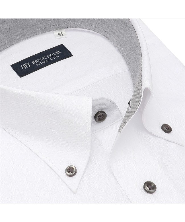 トーキョーシャツ TOKYO SHIRTS 【吸水速乾】 ボタンダウン 半袖 形態安定 ワイシャツ （ホワイト） ホワイト