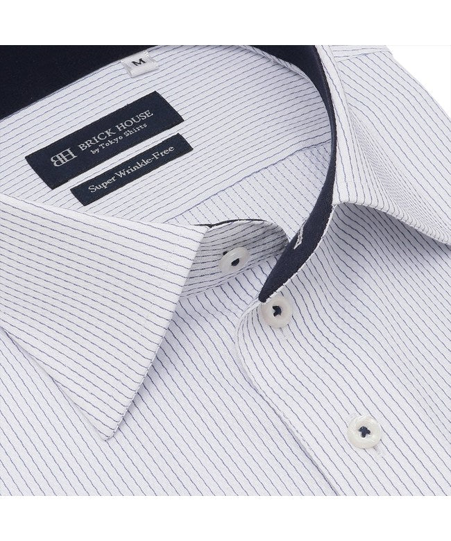トーキョーシャツ TOKYO SHIRTS 【超形態安定】 ワイド 半袖 形態安定 ワイシャツ （ブルー） ブルー