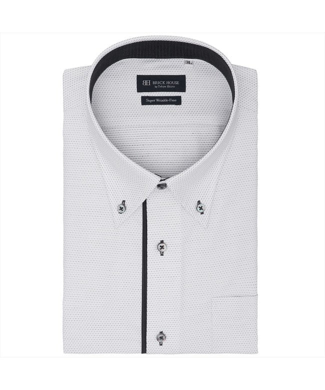 トーキョーシャツ TOKYO SHIRTS 【超形態安定・大きいサイズ】 ボタンダウン 半袖 形態安定 ワイシャツ （グレー） グレー