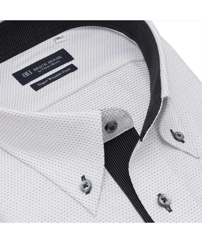トーキョーシャツ TOKYO SHIRTS 【超形態安定・大きいサイズ】 ボタンダウン 半袖 形態安定 ワイシャツ （グレー） グレー