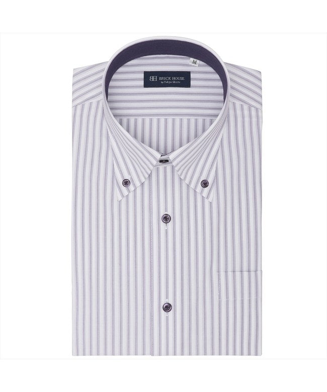 トーキョーシャツ TOKYO SHIRTS 【吸水速乾】 ボタンダウン 半袖 形態安定 ワイシャツ （パープル） パープル