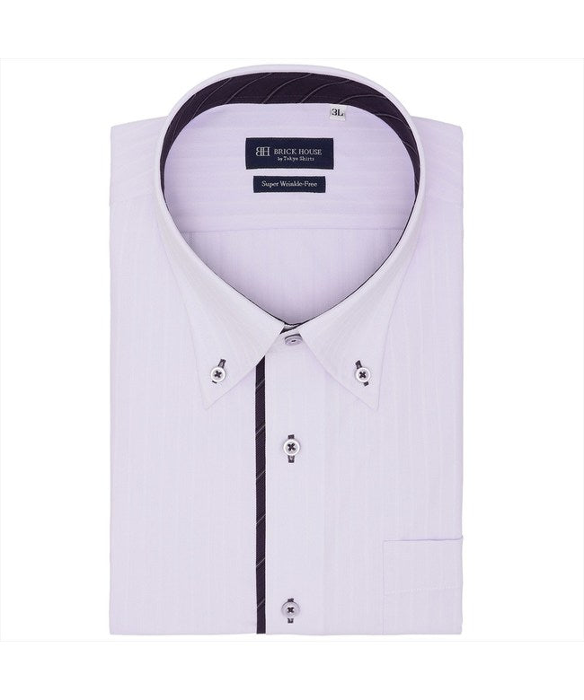 トーキョーシャツ TOKYO SHIRTS 【超形態安定・大きいサイズ】 ボタンダウン 半袖 形態安定 ワイシャツ （パーブル） パーブル