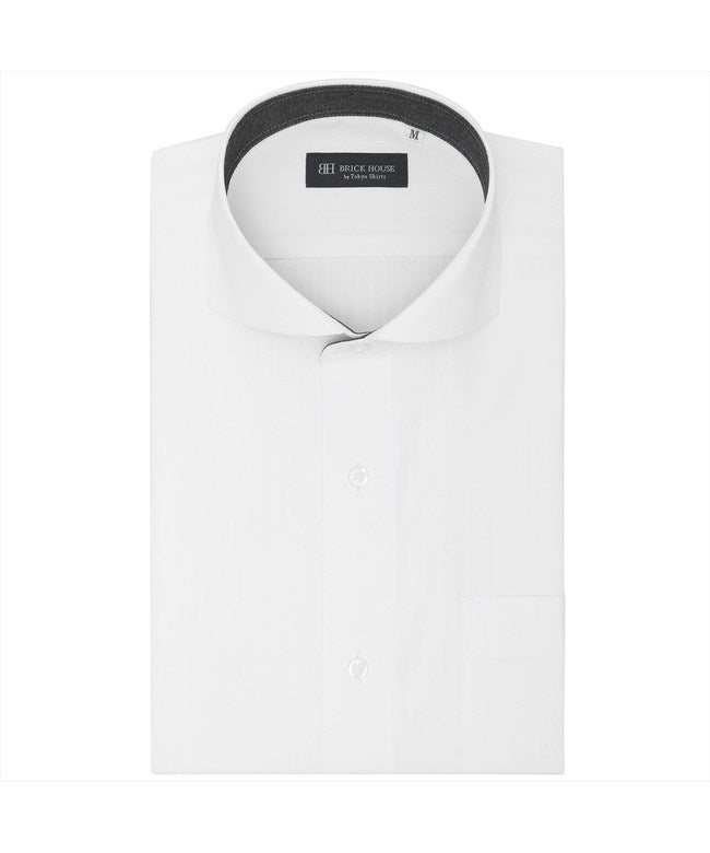 トーキョーシャツ TOKYO SHIRTS 【透け防止】 ホリゾンタルワイド 半袖 形態安定 ワイシャツ （ホワイト） ホワイト