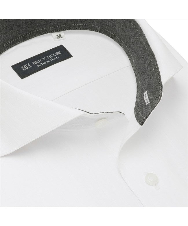 トーキョーシャツ TOKYO SHIRTS 【透け防止】 ホリゾンタルワイド 半袖 形態安定 ワイシャツ （ホワイト） ホワイト