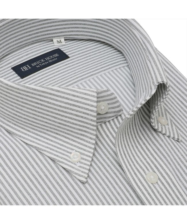トーキョーシャツ TOKYO SHIRTS 【ストレッチ】 ボタンダウン 半袖 形態安定 ニットシャツ （グレー） グレー