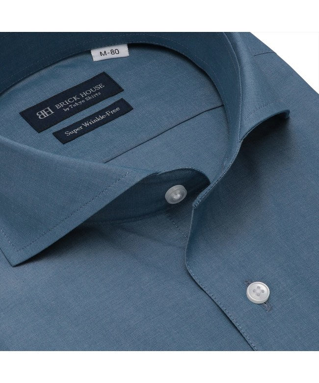 トーキョーシャツ TOKYO SHIRTS 【超形態安定】 ホリゾンタルワイド 長袖 形態安定 ワイシャツ （ブルー） ブルー