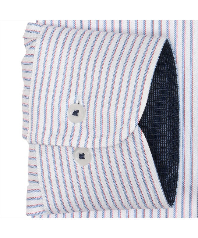 トーキョーシャツ TOKYO SHIRTS 【COFREX】 ワイド 長袖 形態安定 ワイシャツ （ブルー×レッド） ブルー×レッド