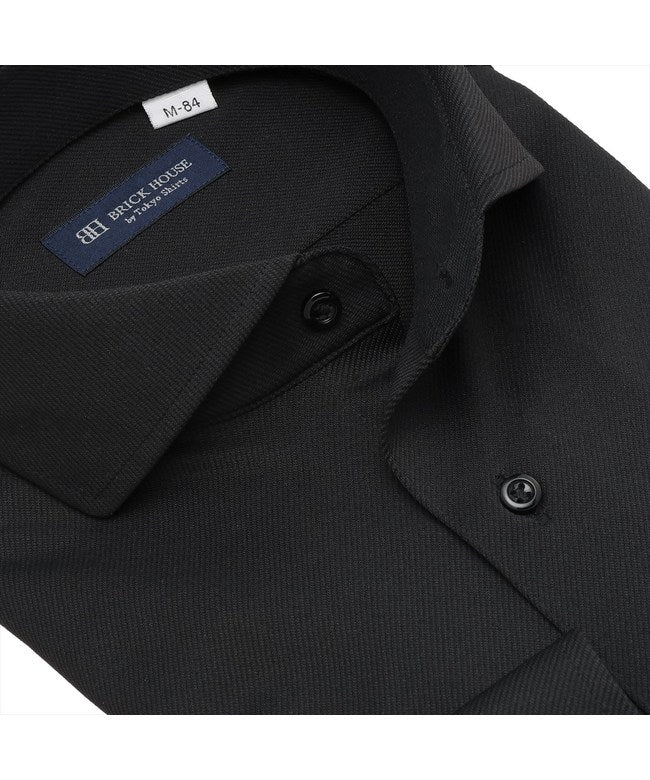 トーキョーシャツ TOKYO SHIRTS 【ストレッチ】 ホリゾンタルワイド 長袖 形態安定 ワイシャツ ニットシャツ （使用素材：東レFIELDSENSOR(R)秒乾(R)） （ブラック） ブラック