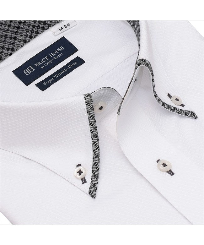 トーキョーシャツ TOKYO SHIRTS 【超形態安定】 ボタンダウン 長袖 形態安定 ワイシャツ （ホワイト） ホワイト