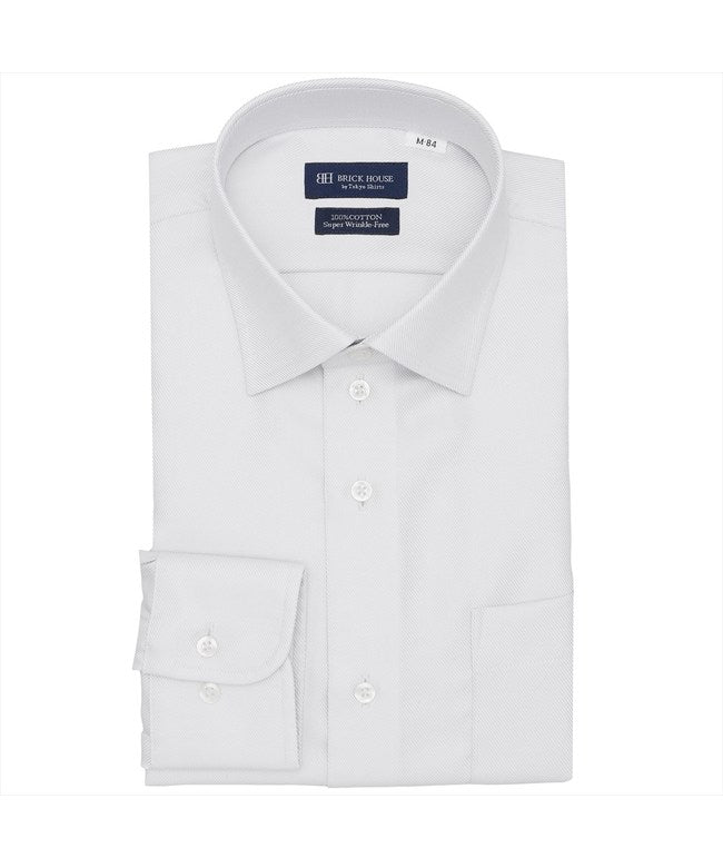 トーキョーシャツ TOKYO SHIRTS 【超形態安定】 ワイド 長袖 形態安定 綿100% ワイシャツ （グレー） グレー