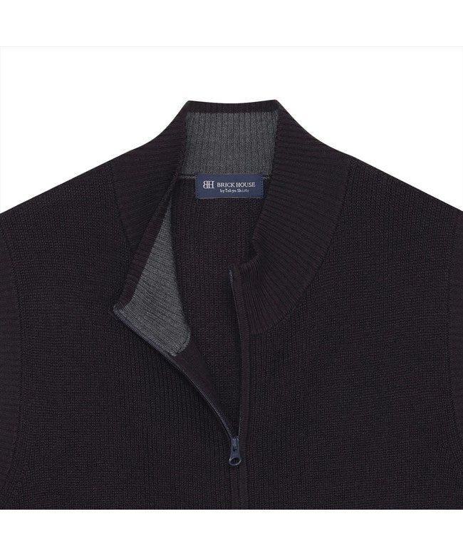 トーキョーシャツ TOKYO SHIRTS ニット フルジップ ベスト メンズ （ネイビー） ネイビー