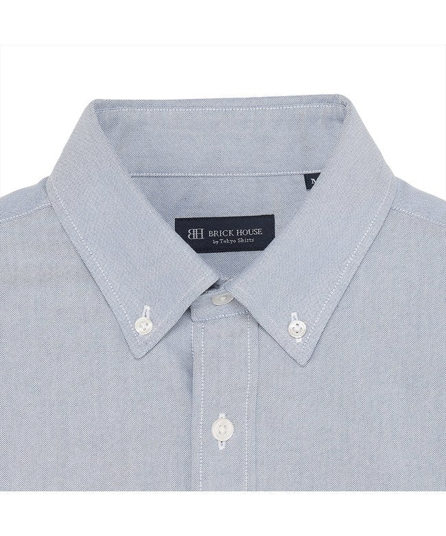 トーキョーシャツ TOKYO SHIRTS カジュアルシャツ フレンチブルドッグ刺繍 オックスフォードシャツ ボタンダウン 長袖 メンズ （ブルー） ブルー