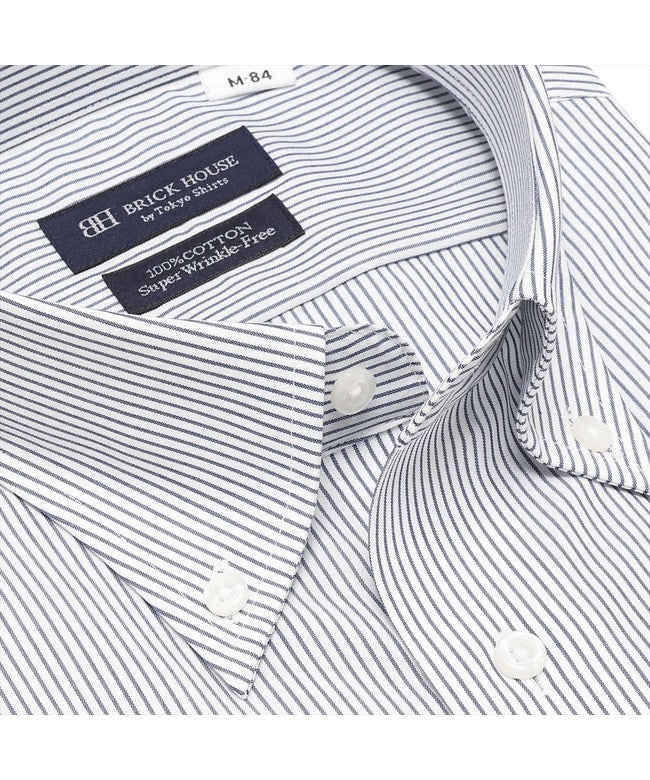 トーキョーシャツ TOKYO SHIRTS 【超形態安定】 ボタンダウン 長袖 形態安定 綿100% ワイシャツ （ブルー） ブルー