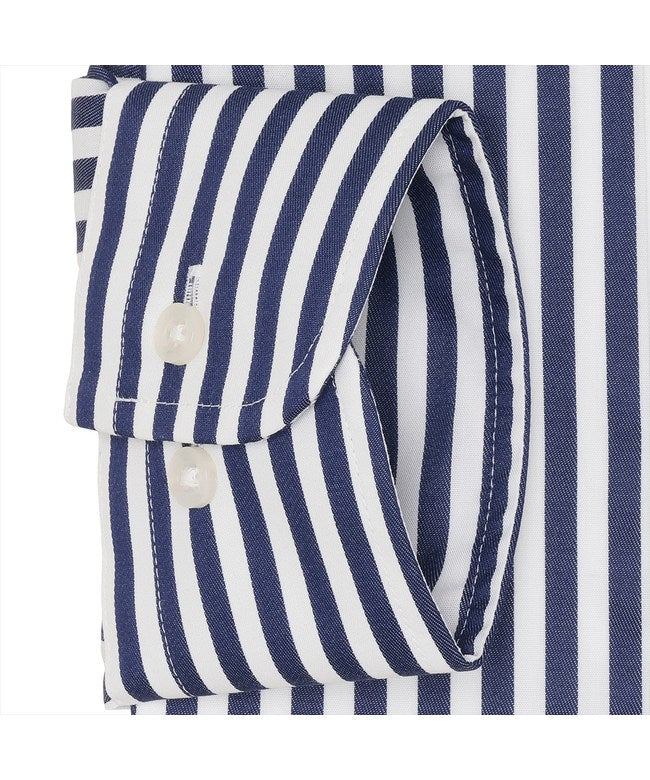 トーキョーシャツ TOKYO SHIRTS 【超形態安定】 ワイド 長袖 形態安定 綿100% ワイシャツ （ネイビー） ネイビー