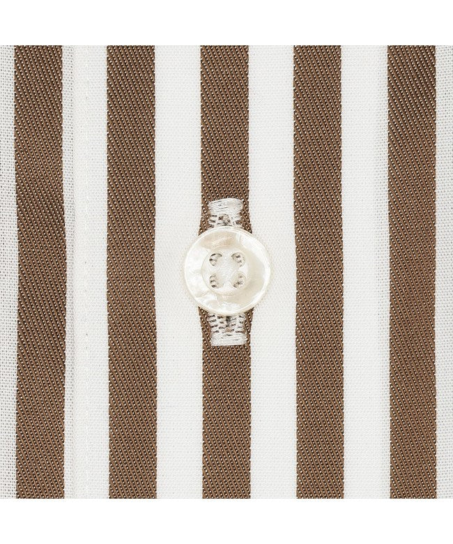 トーキョーシャツ TOKYO SHIRTS 【超形態安定】 ワイド 長袖 形態安定 綿100% ワイシャツ （ブラウン） ブラウン