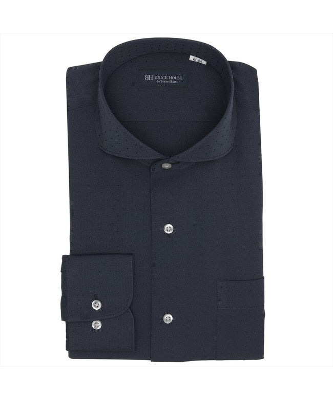 トーキョーシャツ TOKYO SHIRTS 【COFREX】 ホリゾンタルワイド 長袖 形態安定 ワイシャツ （ネイビー） ネイビー