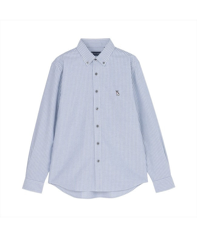 トーキョーシャツ TOKYO SHIRTS カジュアルシャツ フレンチブルドッグ刺繍 オックスフォードシャツ ボタンダウン 長袖 メンズ （ブルー） ブルー