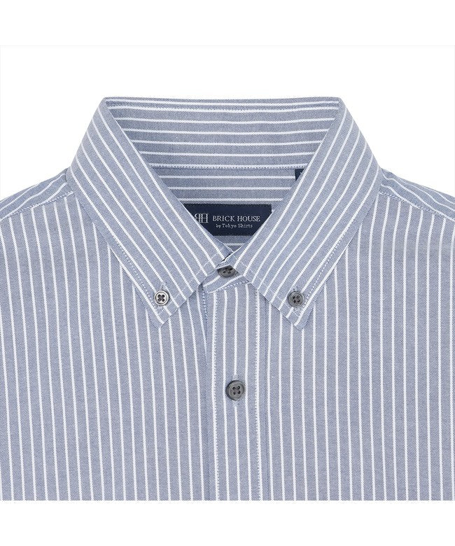 トーキョーシャツ TOKYO SHIRTS カジュアルシャツ フレンチブルドッグ刺繍 オックスフォードシャツ ボタンダウン 長袖 メンズ （ブルー） ブルー