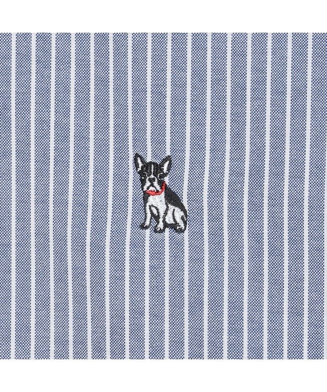 トーキョーシャツ TOKYO SHIRTS カジュアルシャツ フレンチブルドッグ刺繍 オックスフォードシャツ ボタンダウン 長袖 メンズ （ブルー） ブルー