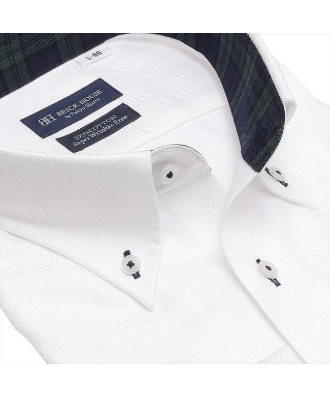 トーキョーシャツ TOKYO SHIRTS 【超形態安定】 ボタンダウン 長袖 形態安定 綿100% ワイシャツ （ホワイト） ホワイト