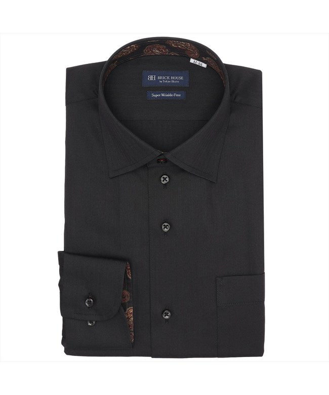 トーキョーシャツ TOKYO SHIRTS 【超形態安定】 ワイド 長袖 形態安定 ワイシャツ （ブラック） ブラック