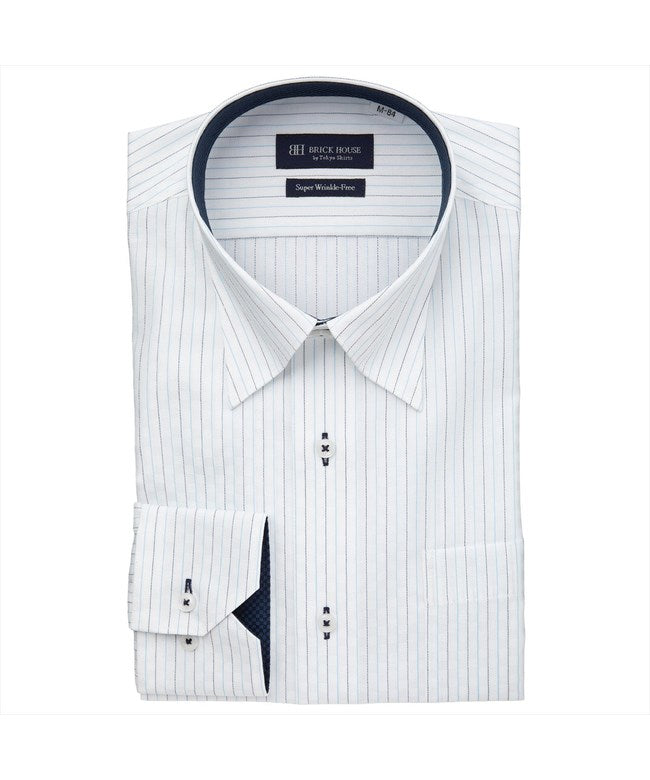 トーキョーシャツ TOKYO SHIRTS 【超形態安定】 スナップダウン 長袖 形態安定 ワイシャツ （ブルー） ブルー