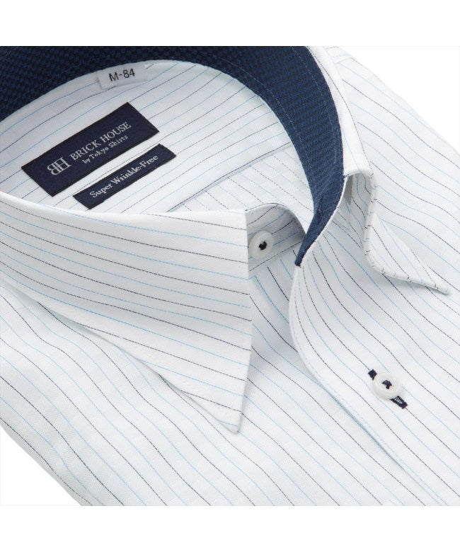トーキョーシャツ TOKYO SHIRTS 【超形態安定】 スナップダウン 長袖 形態安定 ワイシャツ （ブルー） ブルー