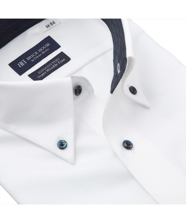 トーキョーシャツ TOKYO SHIRTS 【超形態安定】 ボタンダウン 長袖 形態安定 綿100% ワイシャツ （ホワイト） ホワイト