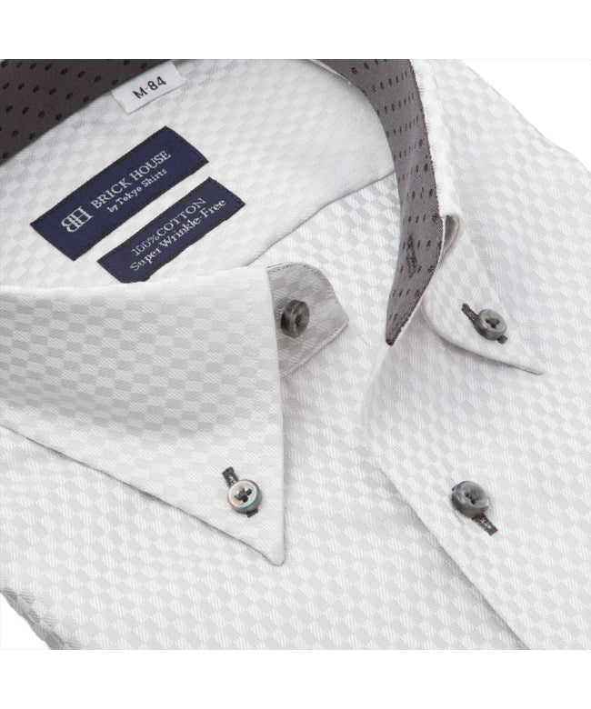 トーキョーシャツ TOKYO SHIRTS 【超形態安定】 ボタンダウン 長袖 形態安定 綿100% ワイシャツ （グレー） グレー