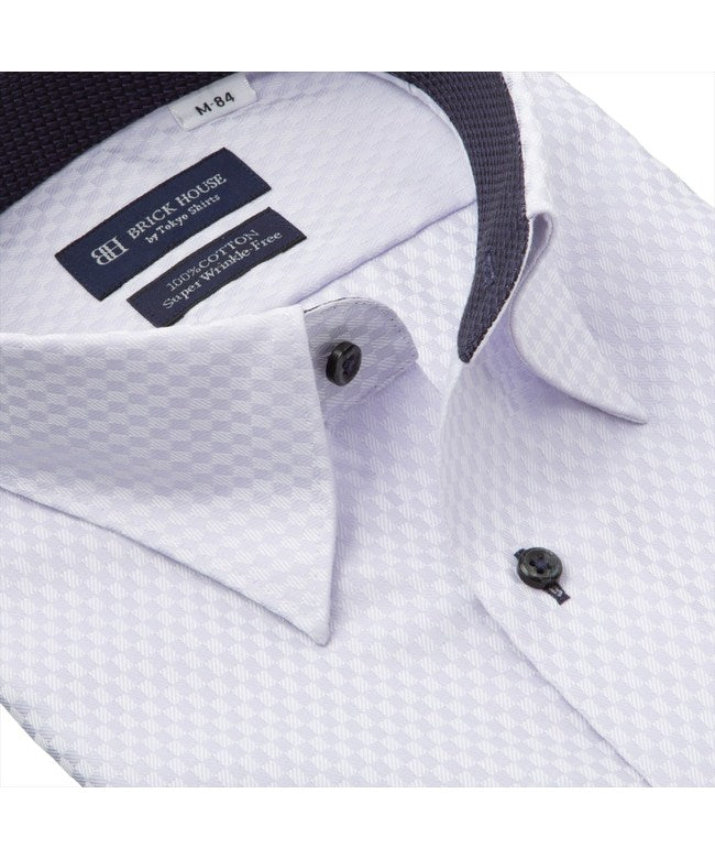 トーキョーシャツ TOKYO SHIRTS 【超形態安定】 スナップダウン 長袖 形態安定 綿100% ワイシャツ （パープル） パープル