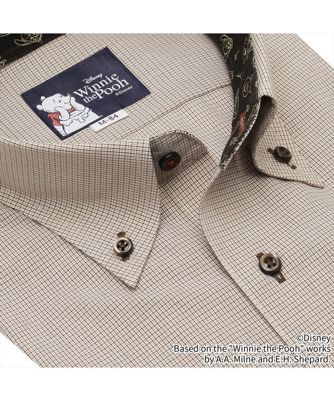 トーキョーシャツ TOKYO SHIRTS 【くまのプーさん】 ボタンダウン 長袖 形態安定 ワイシャツ （ブラウン） ブラウン