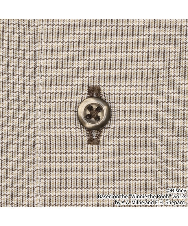 トーキョーシャツ TOKYO SHIRTS 【くまのプーさん】 ボタンダウン 長袖 形態安定 ワイシャツ （ブラウン） ブラウン