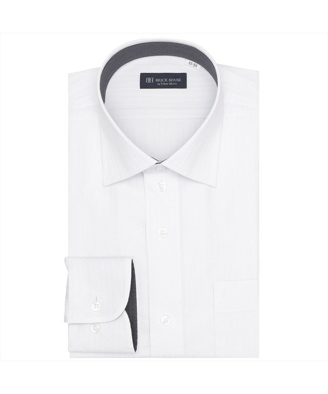 トーキョーシャツ TOKYO SHIRTS 【吸水速乾】 ワイド 長袖 形態安定 ワイシャツ （ライトグレー） ライトグレー