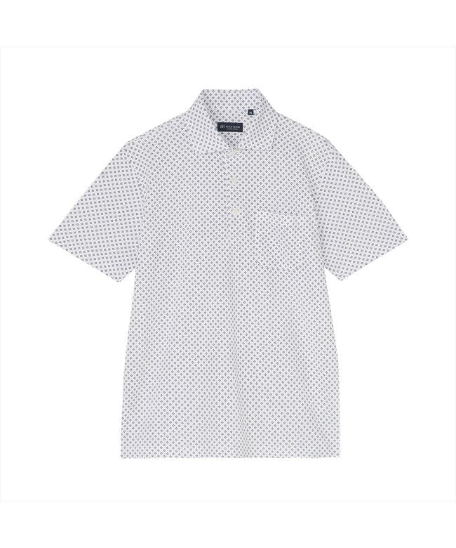トーキョーシャツ TOKYO SHIRTS フラワー 小紋柄プリント ポロシャツ 半袖 メンズ （ホワイト） ホワイト