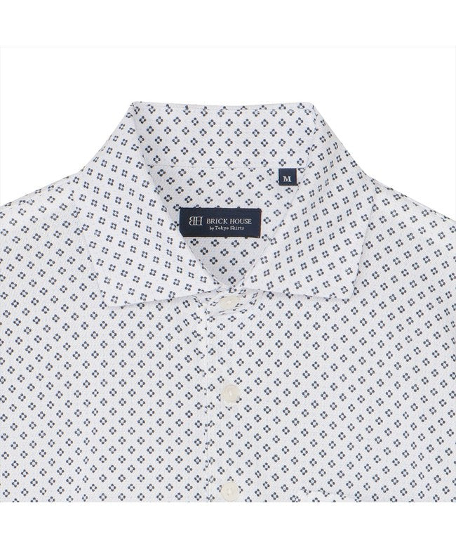 トーキョーシャツ TOKYO SHIRTS フラワー 小紋柄プリント ポロシャツ 半袖 メンズ （ホワイト） ホワイト
