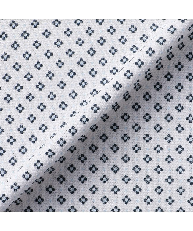 トーキョーシャツ TOKYO SHIRTS フラワー 小紋柄プリント ポロシャツ 半袖 メンズ （ホワイト） ホワイト