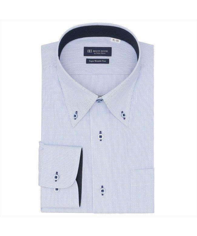 トーキョーシャツ TOKYO SHIRTS 【超形態安定・大きいサイズ】 ボタンダウン 長袖 形態安定 ワイシャツ （ブルー） ブルー