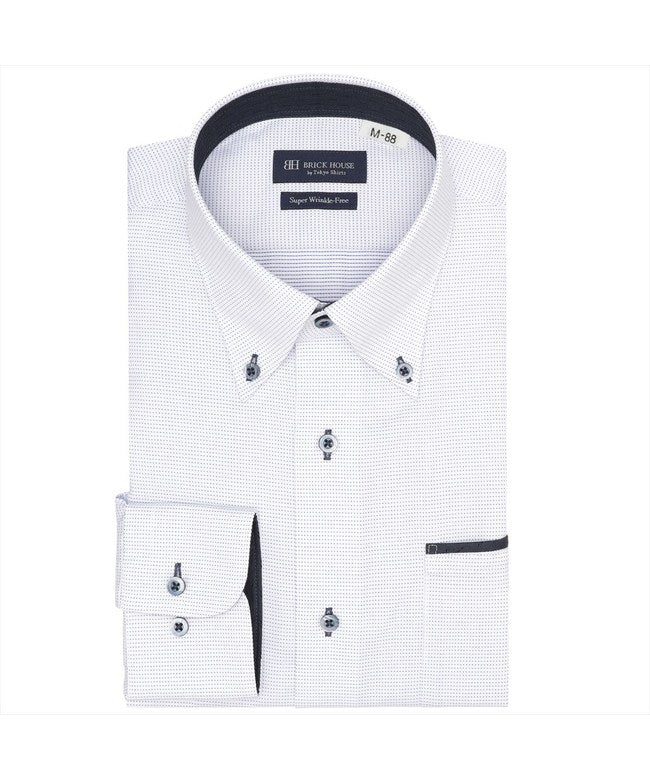 トーキョーシャツ TOKYO SHIRTS 【超形態安定・大きいサイズ】 ボタンダウン 長袖 形態安定 ワイシャツ （ブルー） ブルー