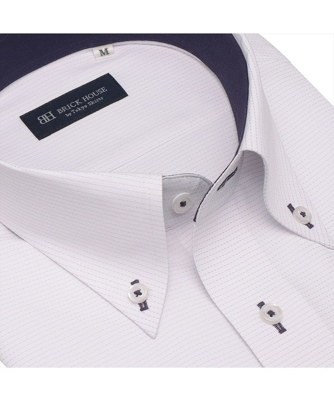 トーキョーシャツ TOKYO SHIRTS 【COFREX】 ボタンダウン 半袖 形態安定 ワイシャツ （パープル） パープル