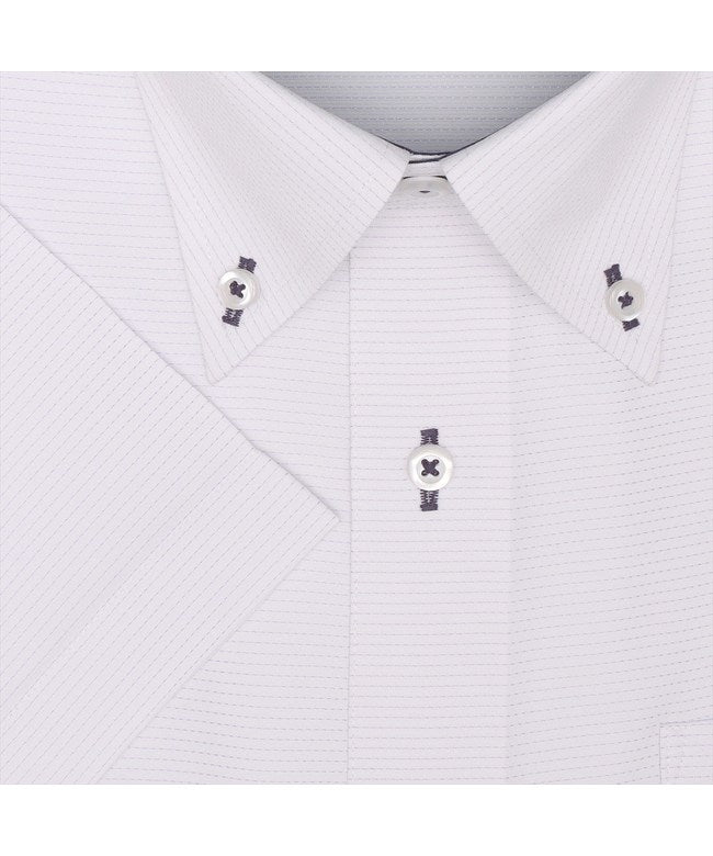 トーキョーシャツ TOKYO SHIRTS 【COFREX】 ボタンダウン 半袖 形態安定 ワイシャツ （パープル） パープル