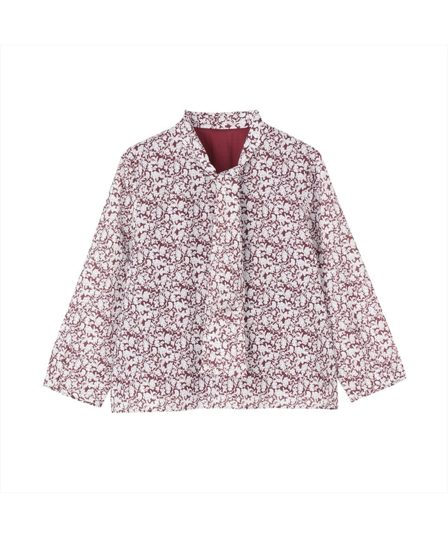 トーキョーシャツ TOKYO SHIRTS ボウタイプリントブラウス 長袖 レディース （エンジ） エンジ