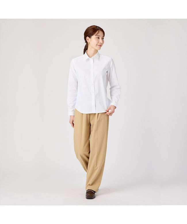 トーキョーシャツ TOKYO SHIRTS 【透け防止】 レギュラー 長袖 形態安定 レディースシャツ 刺繍襟 （ホワイト） ホワイト