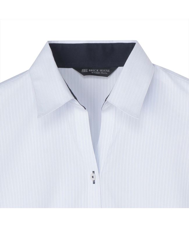 トーキョーシャツ TOKYO SHIRTS 【透け防止】 スキッパー 長袖 形態安定 レディースシャツ （ブルー） ブルー