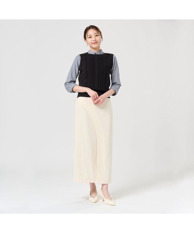 トーキョーシャツ TOKYO SHIRTS ボートネック ニットベスト レディース （ブラック） ブラック