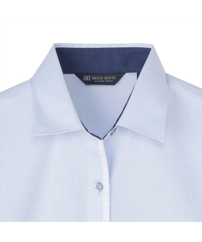 トーキョーシャツ TOKYO SHIRTS 【透け防止】 ワイド 長袖 形態安定 レディースシャツ （サックス） サックス