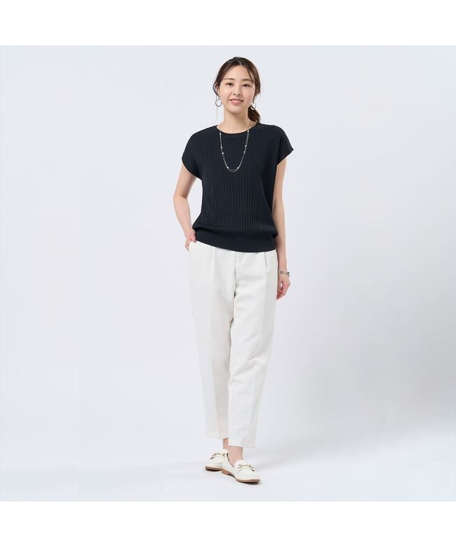 トーキョーシャツ TOKYO SHIRTS ニット リブフレンチ プルオーバー レディース （ブラック） ブラック