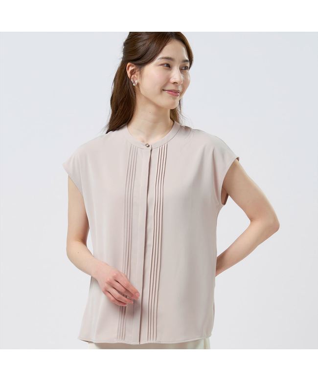 トーキョーシャツ TOKYO SHIRTS ピンタックブラウス フレンチ袖 レディース （グレージュ） グレージュ