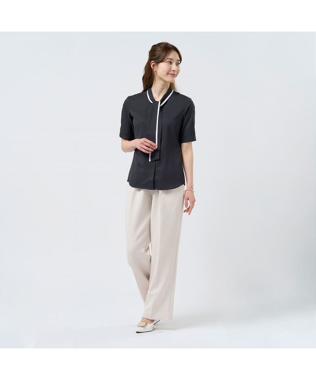 Tokyo Shirts 【COFREX】 Colorful Bow Tie Blouse Five-Quarter